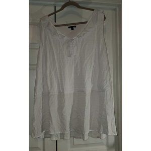 Lane Bryant V-Neck Sleeveless Ruffle/Bow Neckline Top - White - Size 26/28